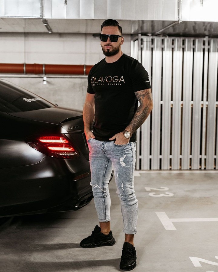 T-shirt męski OLAVOGA GLOW 2025 czerń - FashionPlace - 1