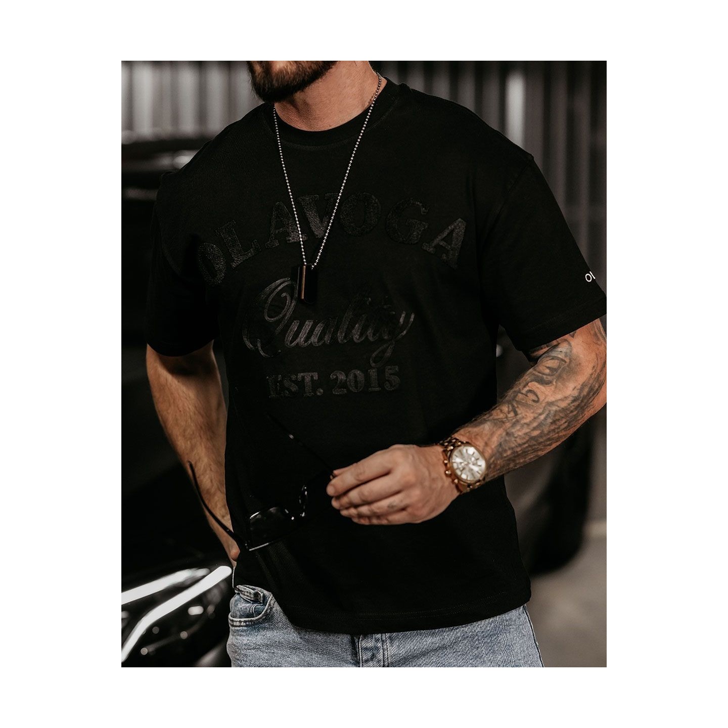 T-shirt męski OLAVOGA BALE 2025 czerń - FashionPlace - 2