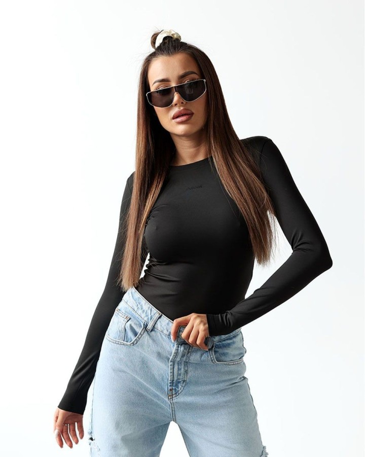 Bluzka damska OLAVOGA BASIT 2025 czerń - FashionPlace - 1