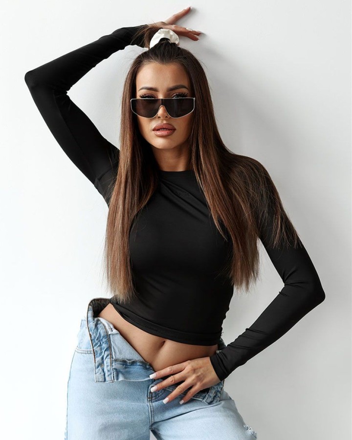 Bluzka damska OLAVOGA BASIT 2025 czerń - FashionPlace - 2