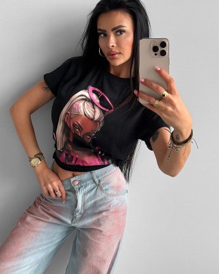 T-shirt damski OLAVOGA LOTE 2025 czerń - FashionPlace - 1