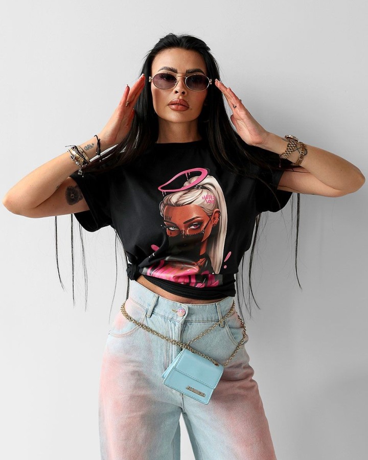 T-shirt damski OLAVOGA LOTE 2025 czerń - FashionPlace - 3
