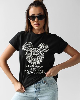 T-shirt damski OLAVOGA SOURIS 2025 czerń - FashionPlace - 1