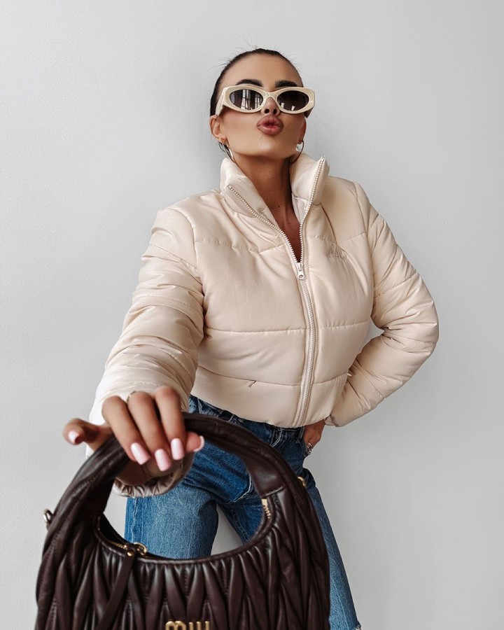 Kurtka damska OLAVOGA SKRIV 2025 beż - FashionPlace - 3