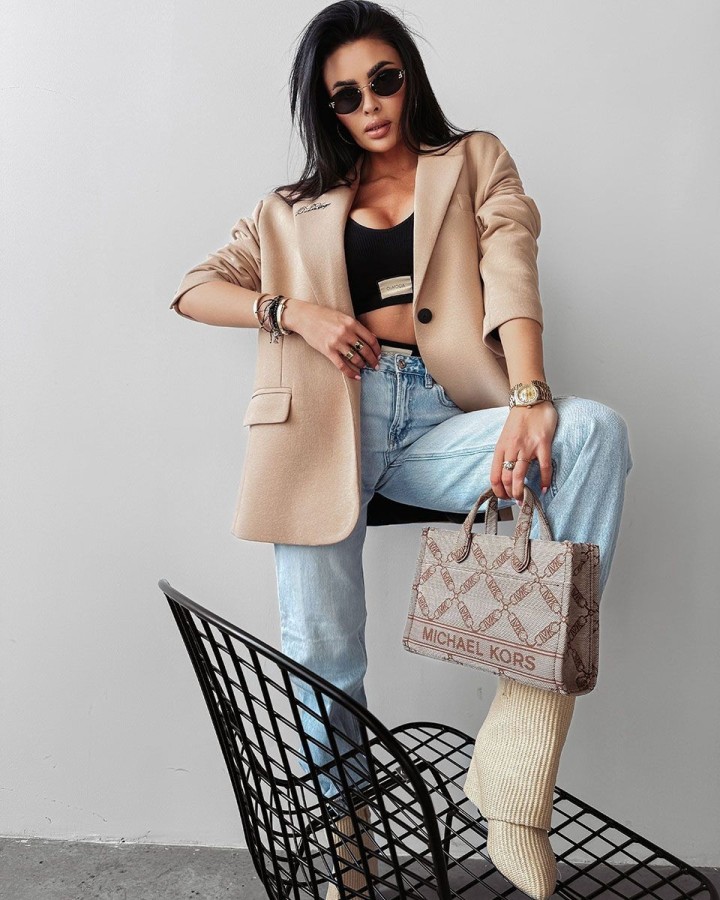Marynarka damska OLAVOGA SAKKO 2025 beż - FashionPlace - 1