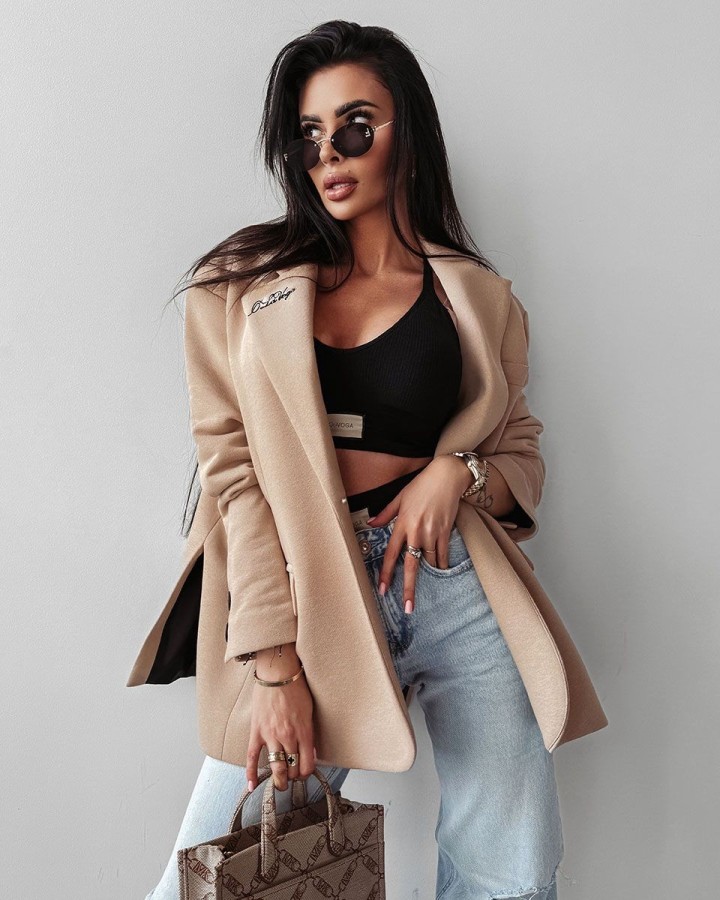 Marynarka damska OLAVOGA SAKKO 2025 beż - FashionPlace - 3