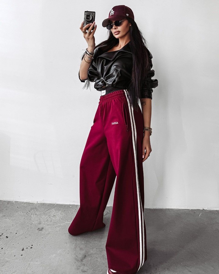 Spodnie damskie OLAVOGA ANDRA 2025 bordo - FashionPlace - 2