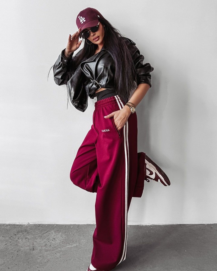 Spodnie damskie OLAVOGA ANDRA 2025 bordo - FashionPlace - 3
