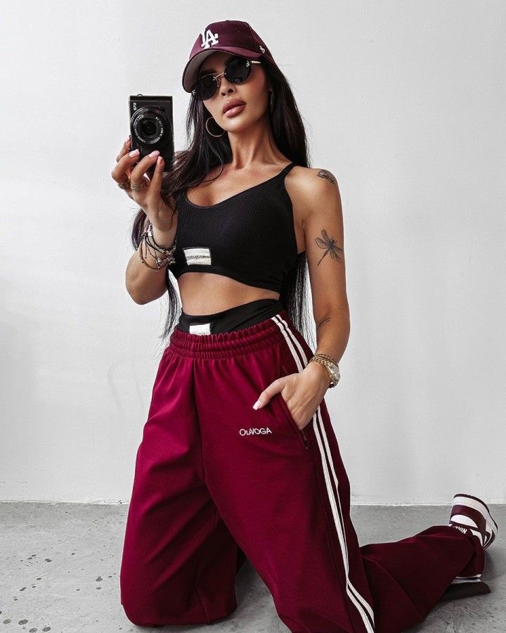 Spodnie damskie OLAVOGA ANDRA 2025 bordo - FashionPlace - 4