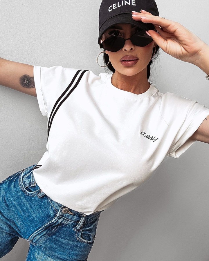 T-shirt damski OLAVOGA RISCE 2025 ecru - FashionPlace - 2