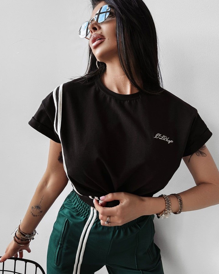 T-shirt damski OLAVOGA RISCE 2025 czerń - FashionPlace - 2