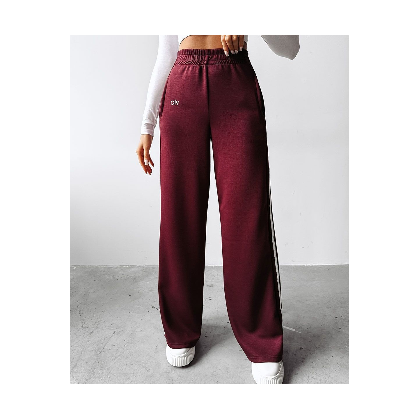 Spodnie damskie OLAVOGA DELINE 2025 bordo - FashionPlace - 4