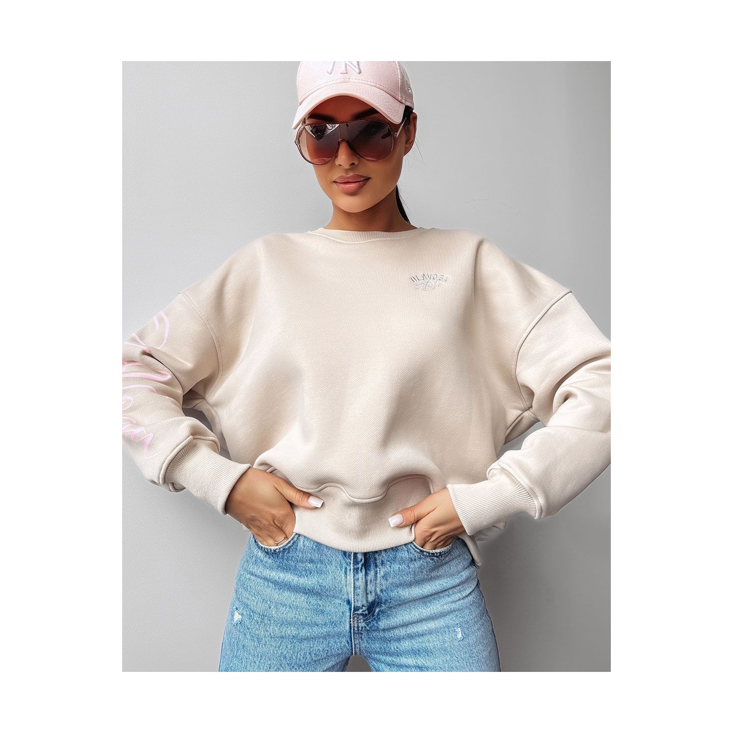 Bluza damska OLAVOGA SODA 2025 beż - FashionPlace - 3