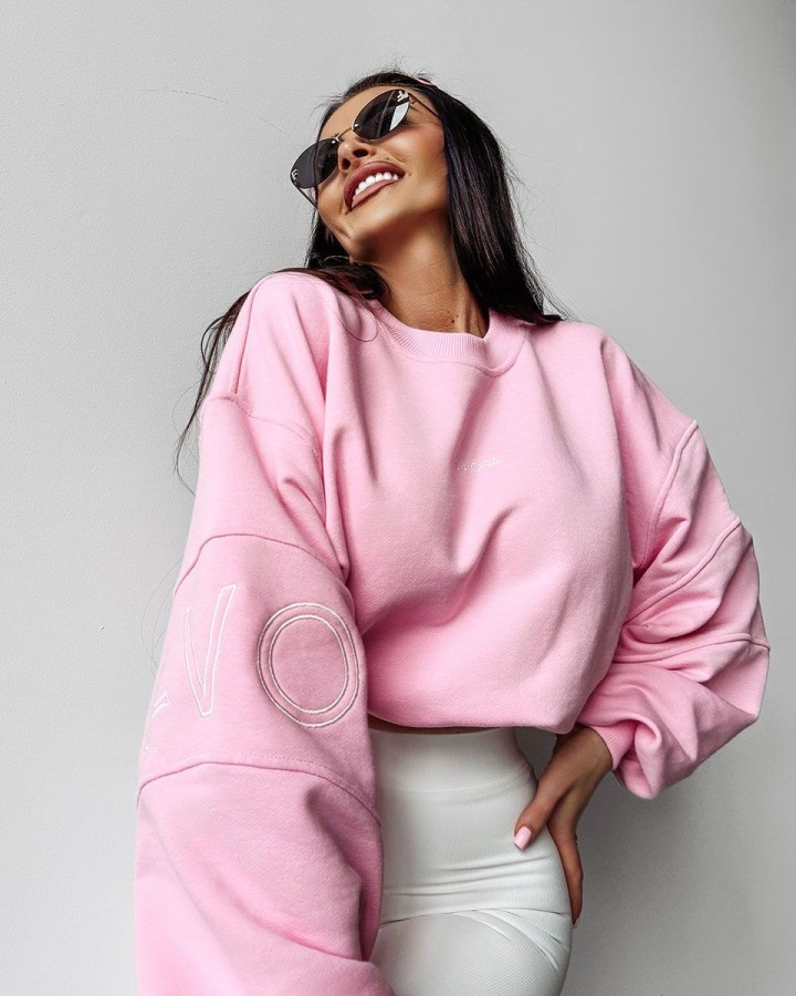 Bluza damska OLAVOGA MARKAZ 2025 pudrowy róż - FashionPlace - 1