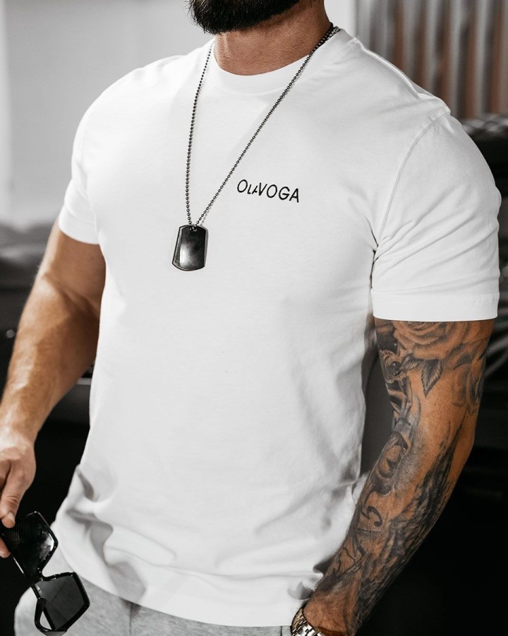 T-shirt męski OLAVOGA DARK MODE 2025 ecru - FashionPlace - 3