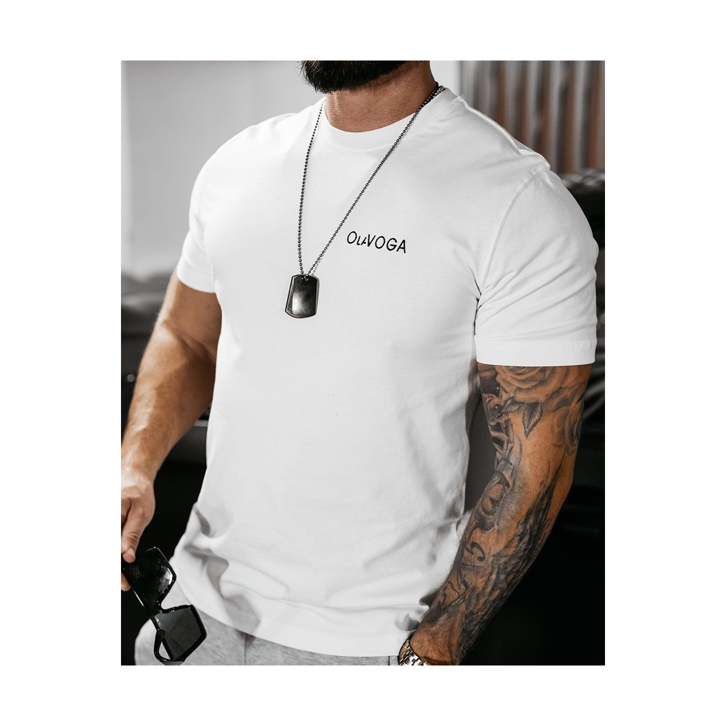 T-shirt męski OLAVOGA DARK MODE 2025 ecru - FashionPlace - 3