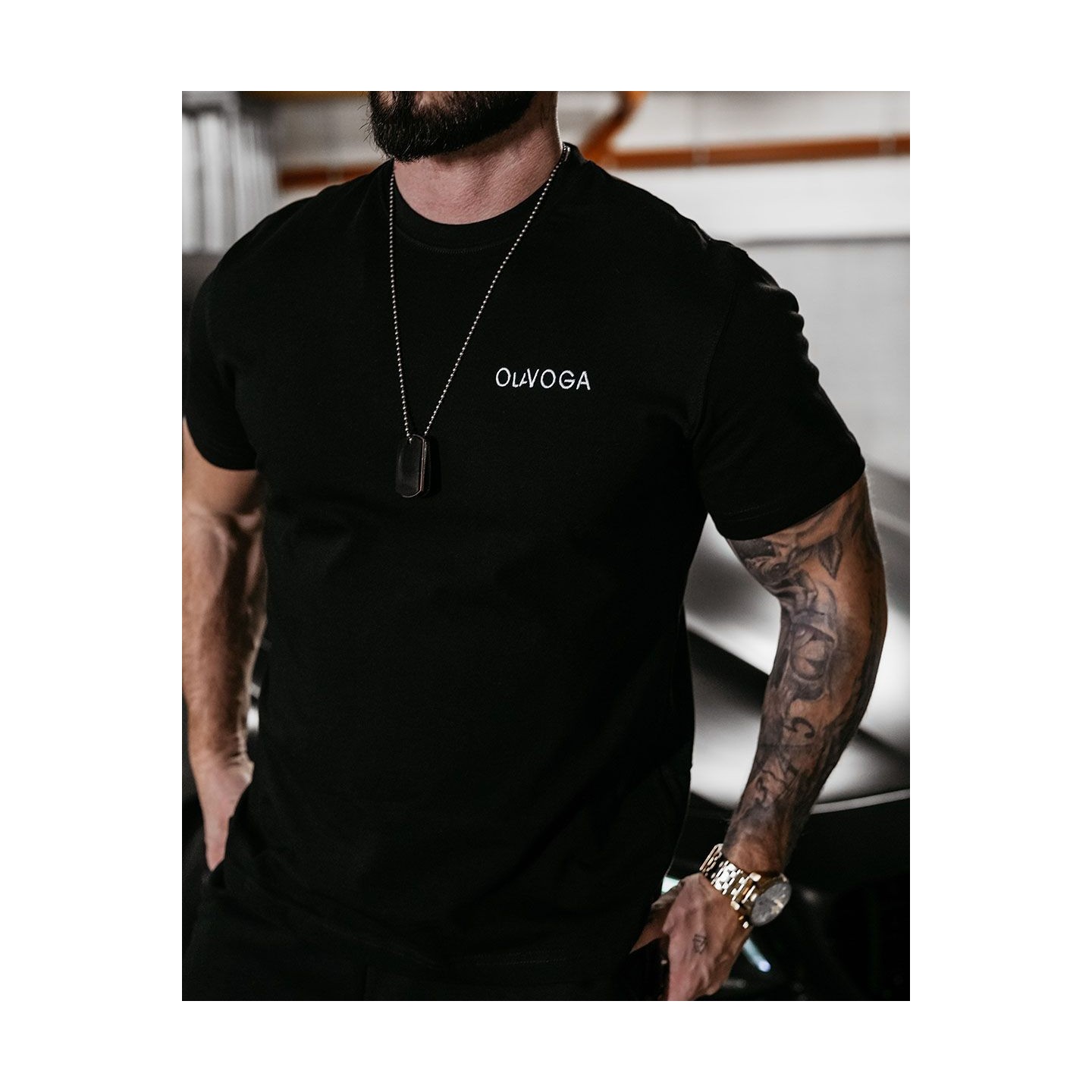 T-shirt męski OLAVOGA DARK MODE 2025 czerń - FashionPlace - 3