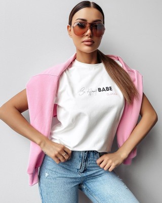 T-shirt damski OLAVOGA PURNITO 2025 ecru - FashionPlace - 1
