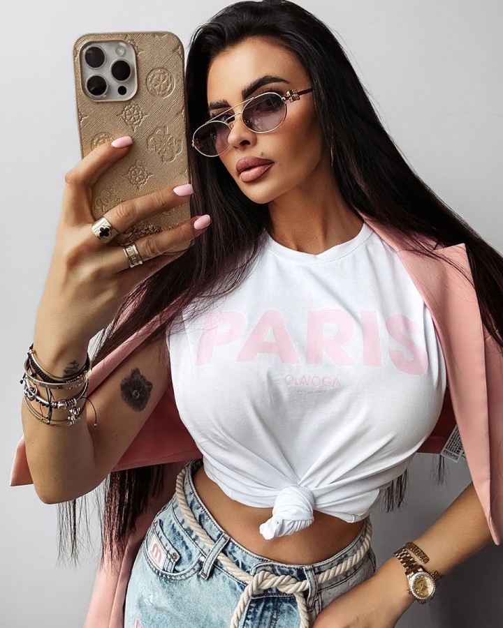 T-shirt damski OLAVOGA NANTE 2025 ecru - FashionPlace - 1
