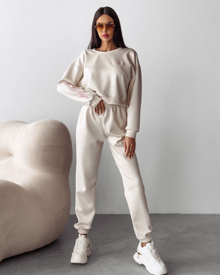Komplet damski OLAVOGA BRANCH 2025 cream - FashionPlace - 1