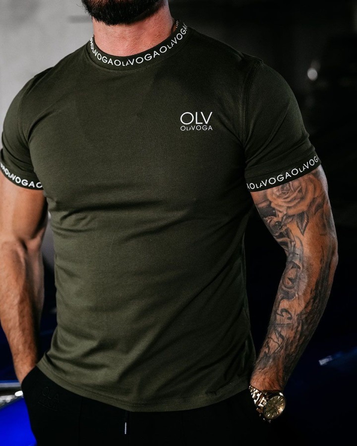 T-shirt męski OLAVOGA CAPTAIN 2025 khaki - FashionPlace - 2