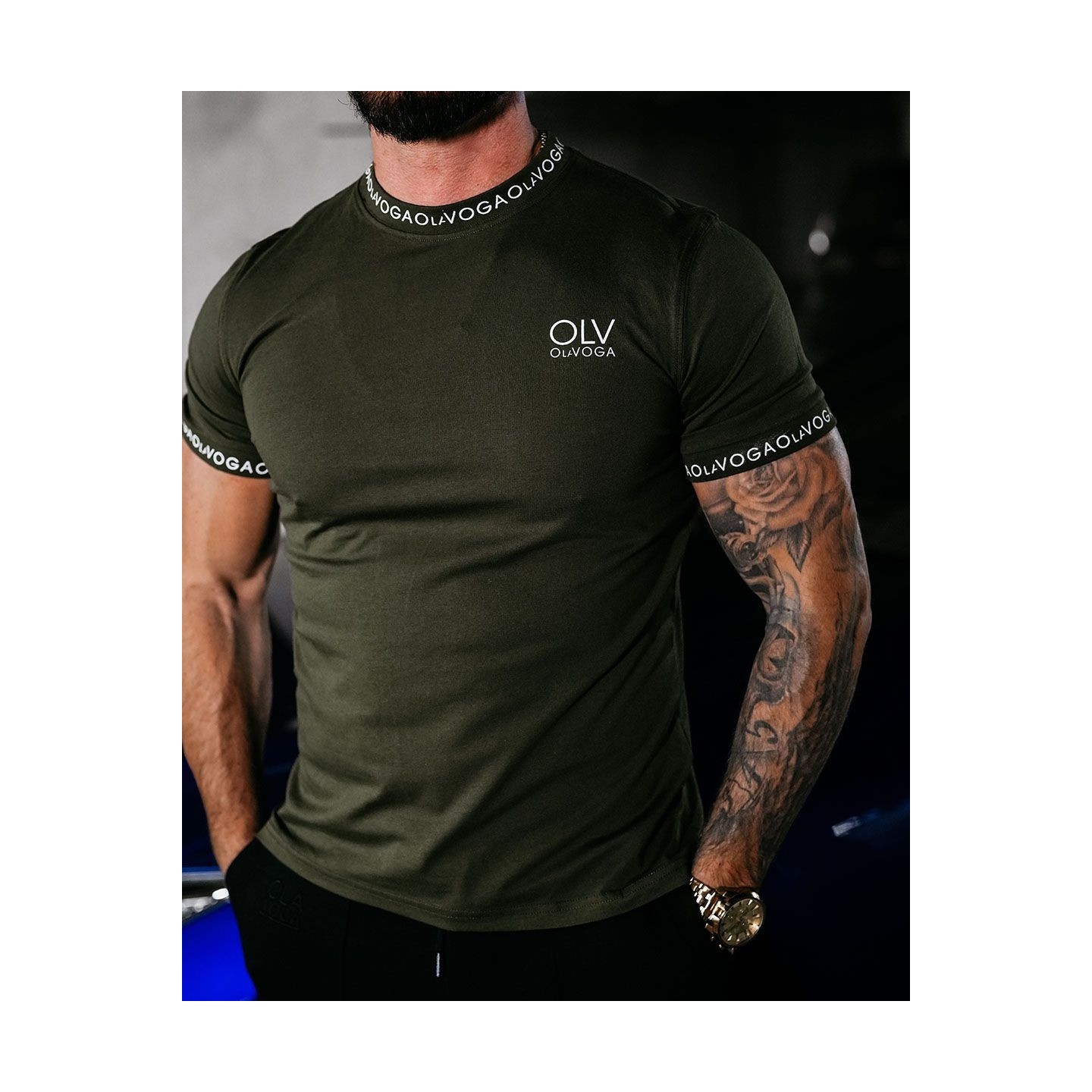 T-shirt męski OLAVOGA CAPTAIN 2025 khaki - FashionPlace - 2