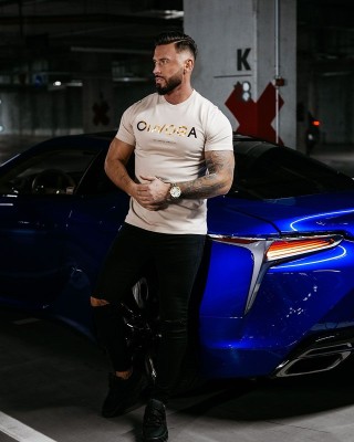 T-shirt męski OLAVOGA JEETEE 2025 beż - FashionPlace - 1