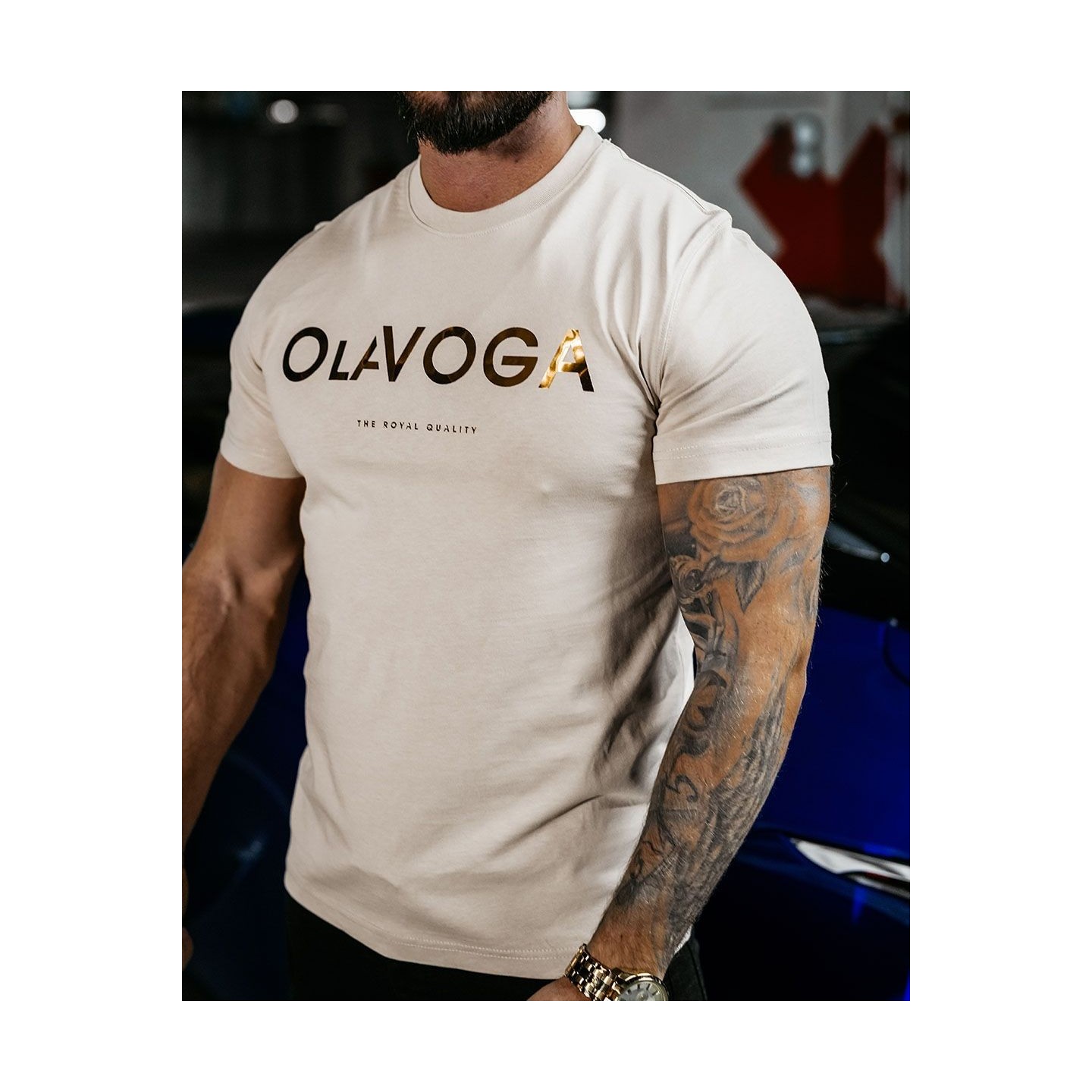 T-shirt męski OLAVOGA JEETEE 2025 beż - FashionPlace - 2