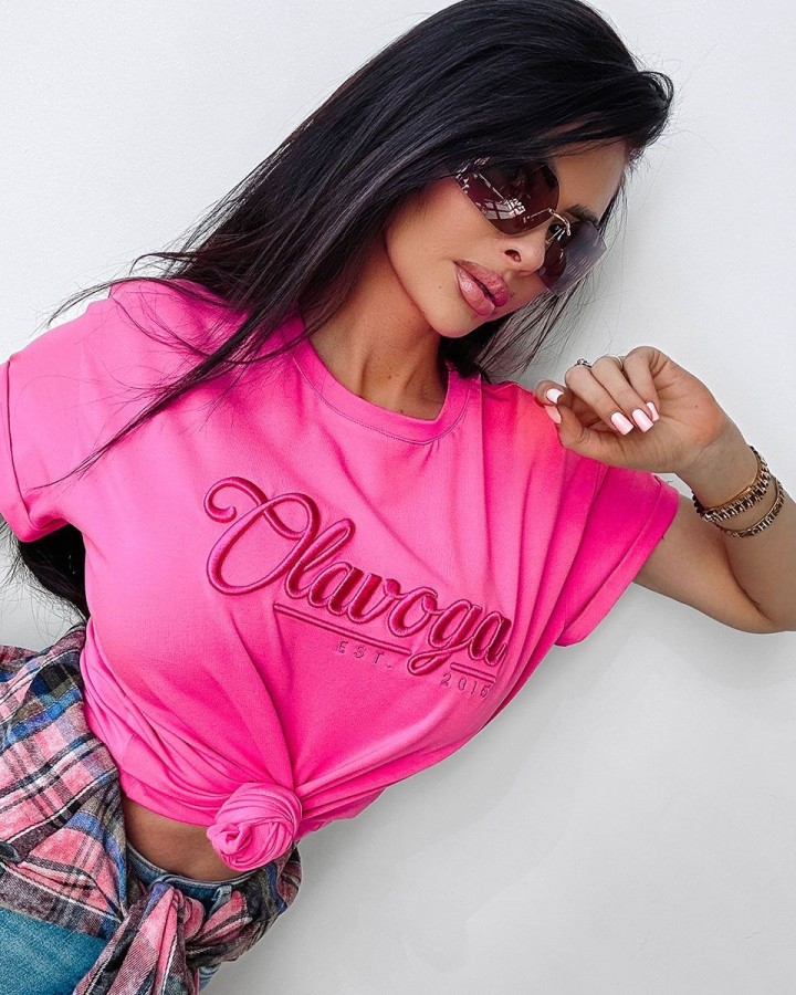 T-shirt damski OLAVOGA MANILA 2025 róż - FashionPlace - 3