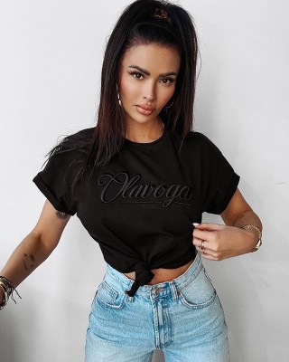 T-shirt damski OLAVOGA MANILA 2025 czerń - FashionPlace - 1