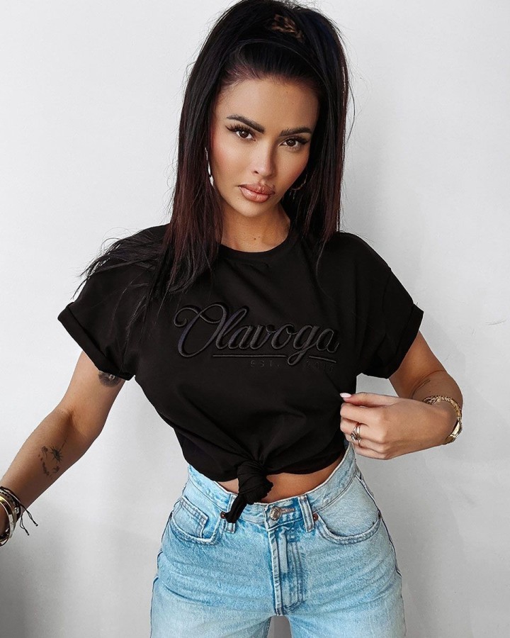 T-shirt damski OLAVOGA MANILA 2025 czerń - FashionPlace - 1