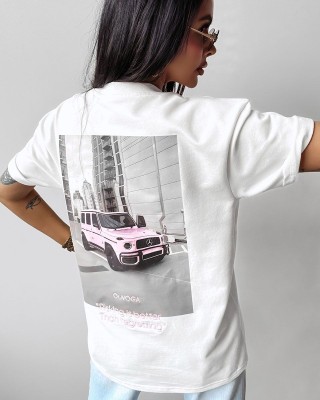 T-shirt damski OLAVOGA SATURO 2025 ecru - FashionPlace - 1
