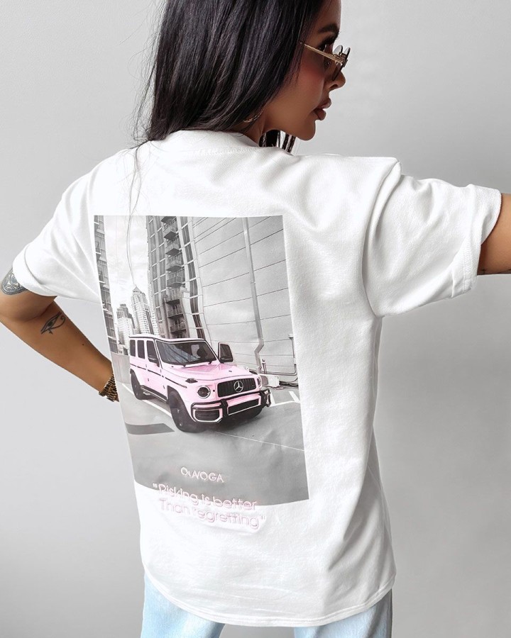 T-shirt damski OLAVOGA SATURO 2025 ecru - FashionPlace - 1