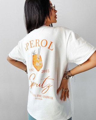 T-shirt damski OLAVOGA SPRITZ 2025 ecru - FashionPlace - 1