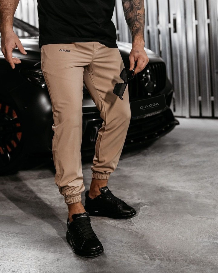 Spodnie męskie OLAVOGA BULL 2025 beż - FashionPlace - 1