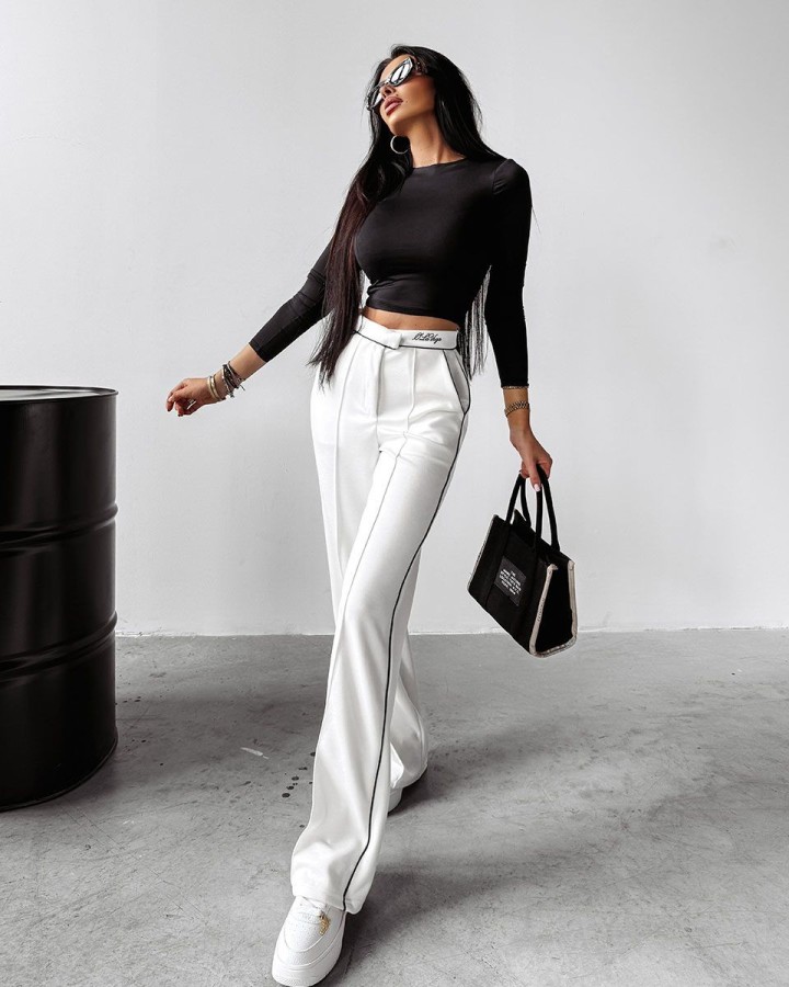 Spodnie damskie OLAVOGA BEGONIA  2025 ecru - FashionPlace - 3