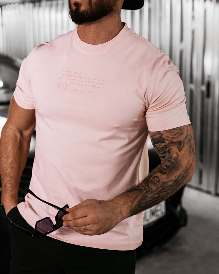 T-shirt męski OLAVOGA VALOR 2025 pudrowy róż - FashionPlace - 3