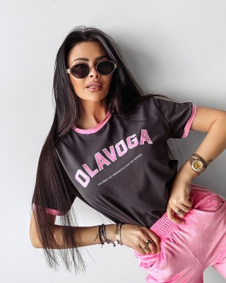 T-shirt damski OLAVOGA LEMON 2025 grafit - FashionPlace - 1