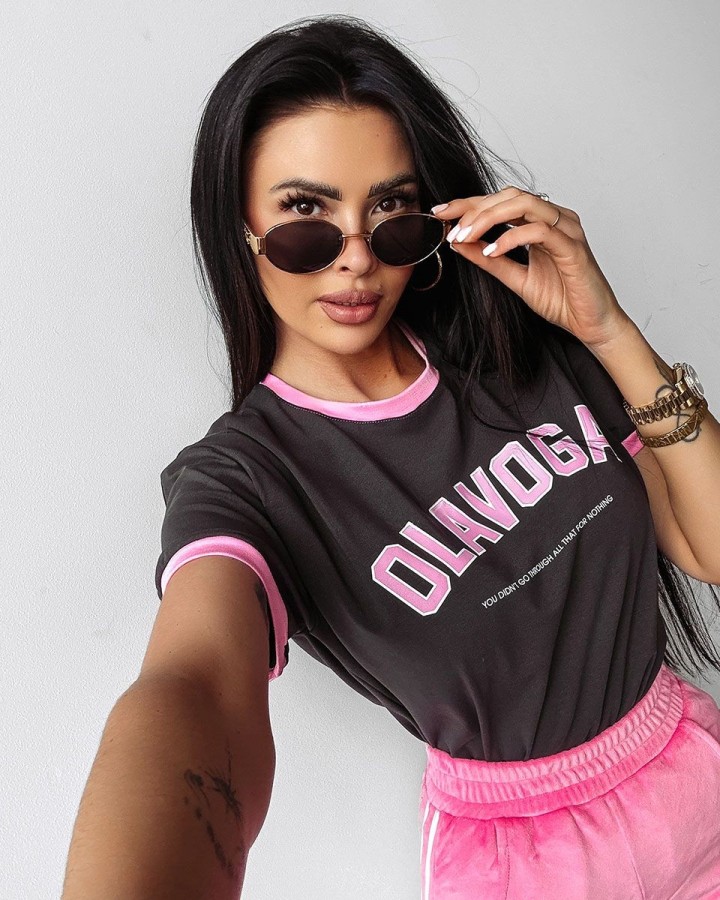T-shirt damski OLAVOGA LEMON 2025 grafit - FashionPlace - 2