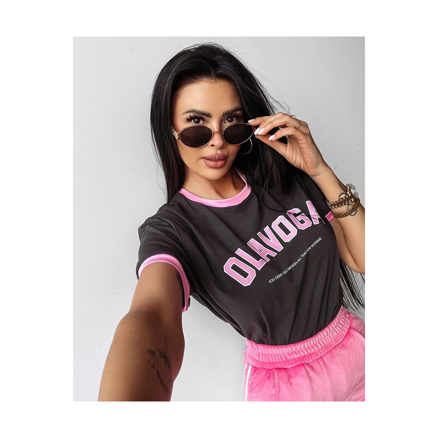 T-shirt damski OLAVOGA LEMON 2025 grafit - FashionPlace - 2