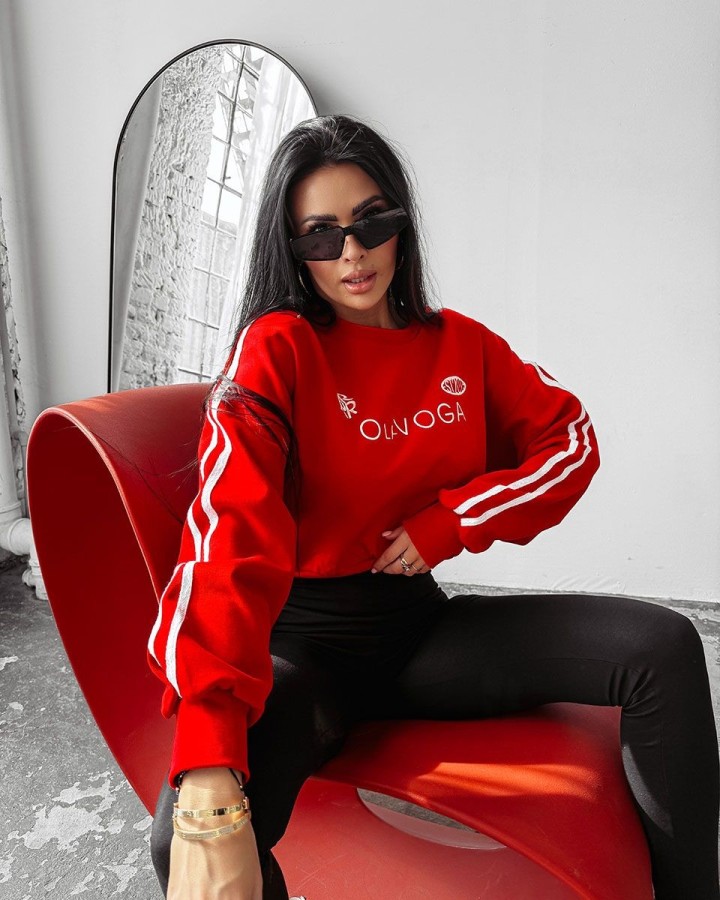 Bluza damska OLAVOGA BRAINY 2025 czerwona - FashionPlace - 1