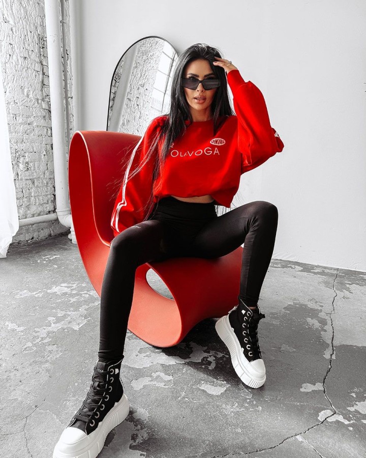 Bluza damska OLAVOGA BRAINY 2025 czerwona - FashionPlace - 2