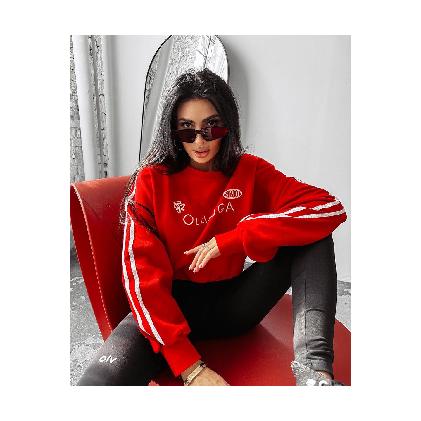 Bluza damska OLAVOGA BRAINY 2025 czerwona - FashionPlace - 3
