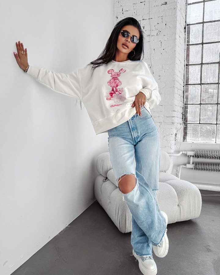 Bluza damska OLAVOGA AZAELA 2025 ecru - FashionPlace - 4