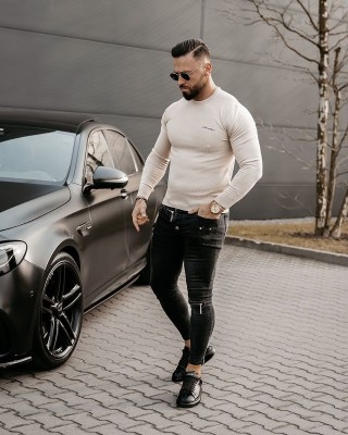 Sweter męski OLAVOGA YUZA 2025 beż - FashionPlace - 1