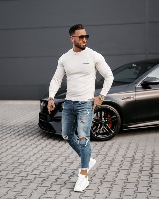 Sweter męski OLAVOGA YUZA 2025 ecru - FashionPlace - 1