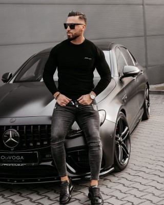 Sweter męski OLAVOGA YUZA 2025 czerń - FashionPlace - 1
