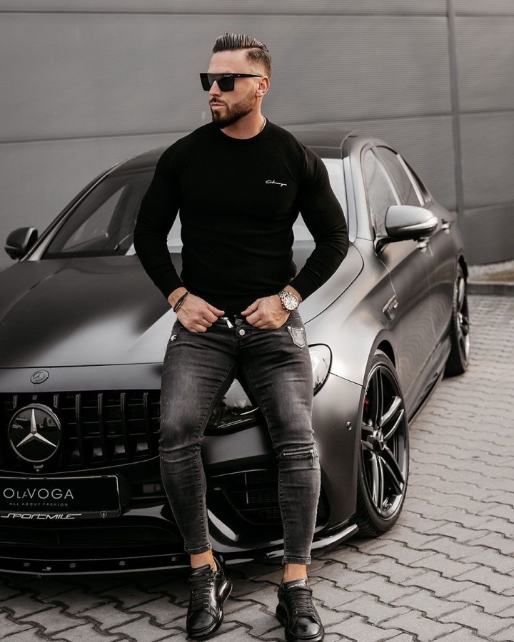 Sweter męski OLAVOGA YUZA 2025 czerń - FashionPlace - 1