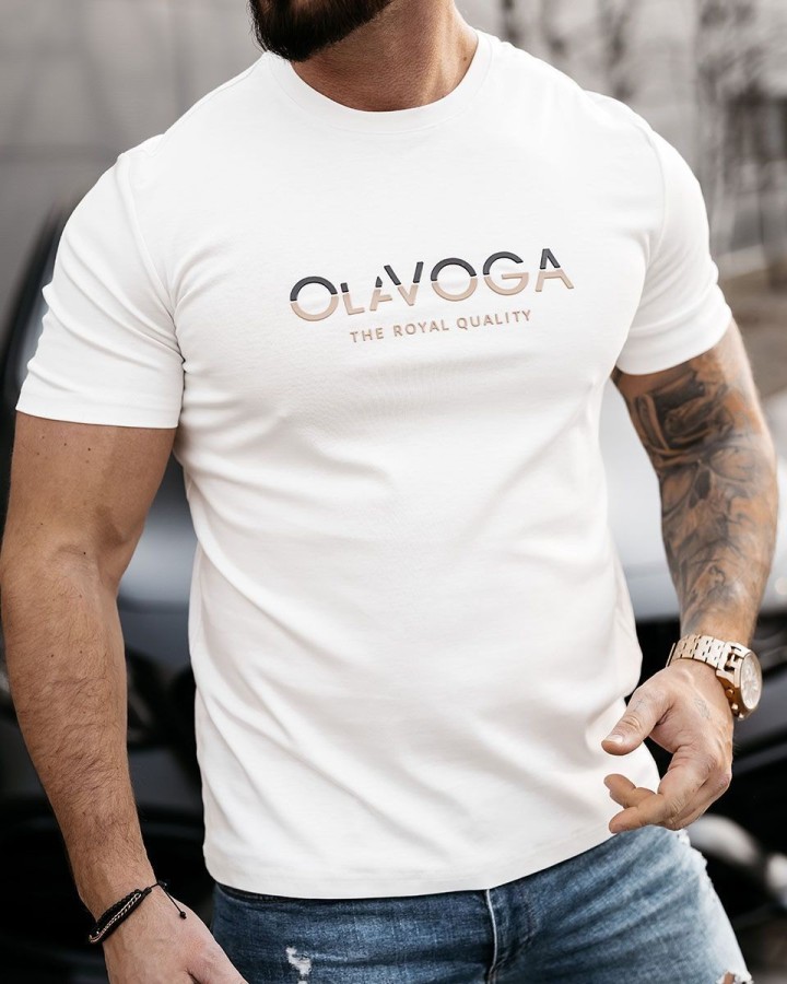 T-shirt męski OLAVOGA LEVY 2025 ecru - FashionPlace - 2