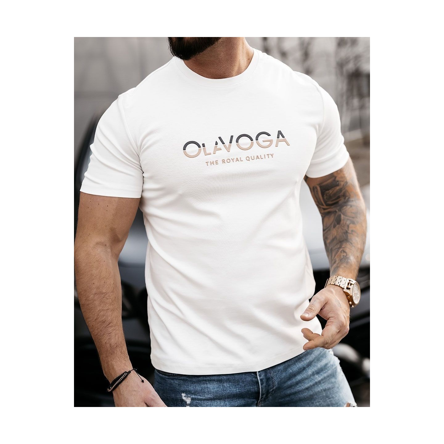 T-shirt męski OLAVOGA LEVY 2025 ecru - FashionPlace - 2